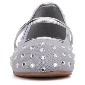 Unionbay Women's Catia Jeweled Mary Jane Flats – Silver,  US Size 6M (Style #U4C